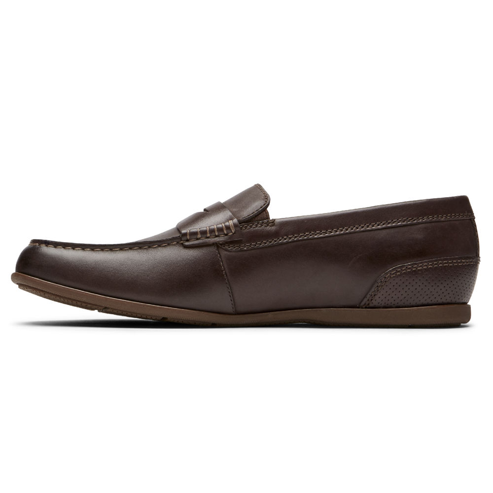 Rockport Mens Malcom Penny - Slip-On Dark Brown - QZG801392